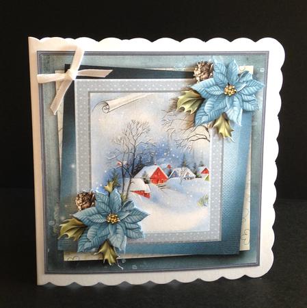 Vintage Christmas Village 7x7 Card by Ulla Skraedderdal