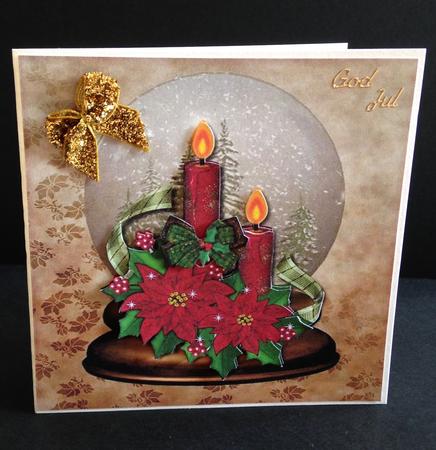 Snowglobe Christmas Candles & Poinsettias by Ulla Skraedderdal