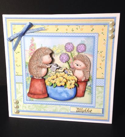 Gardening Hedgies 8x8 Hedgehog Mini Kit & Decoupage by Ulla Skraedderdal