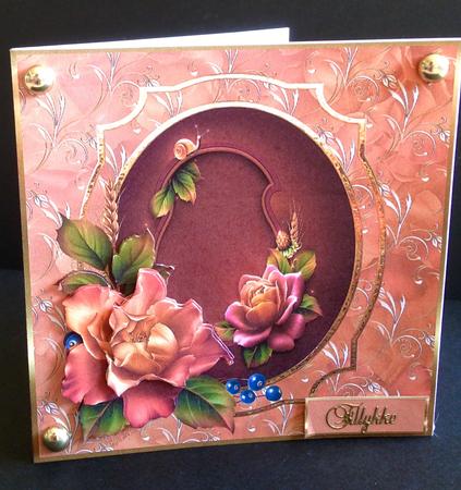 Late English Rose 7x7 Card with Decoupage by Ulla Skraedderdal