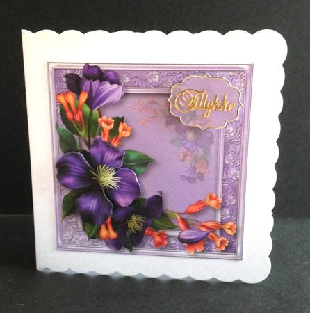 Beautiful Purple Clematis 8x8 Quick Topper by Ulla Skraedderdal
