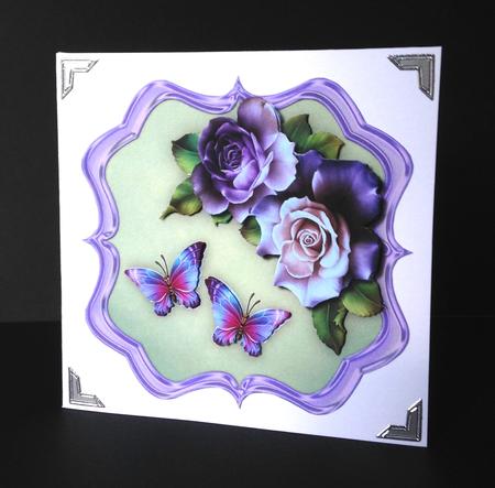 Scallop Topper Lavender Roses and Butterflies by Ulla Skraedderdal