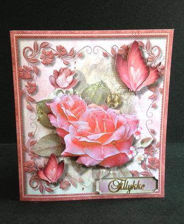 Pink Roses and Flutterby's  by Ulla Skraedderdal