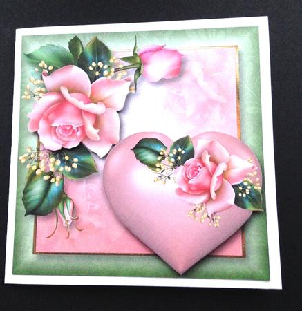 Hearts & Flowers - Pink Roses 8x8 Quick Topper by Ulla Skraedderdal