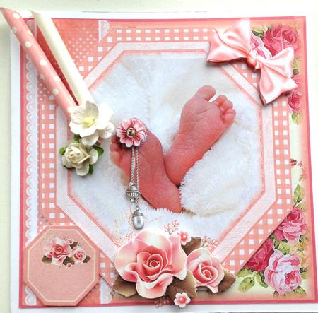 Those Tiny Feet Baby Girl Card Front Kit by Ulla Skraedderdal