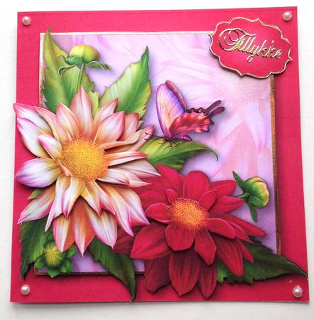 Beautiful Dahlias & Butterfly by Ulla Skraedderdal