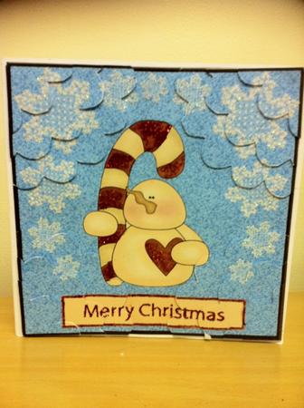 Snowman with His Candy 8x8 Four Corner Scalloped Card Kit by Valerie De Sousa