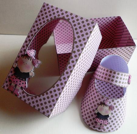 Baby Girl Pink & Chocolate Baby Shoe & Box Kit by Val Davis