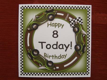 Green Racing Car 8 Today Decoupage 3D Ring Sheet by Valerie Baker