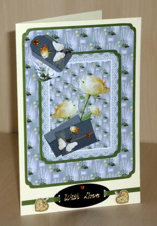 Yellow Roses & Candles with Lace Frame by VALERIE BOYLE