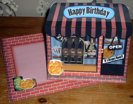 3D the Last Drop Inn Window Pop Up Card Decoupage N Envelope by VALERIE BOYLE