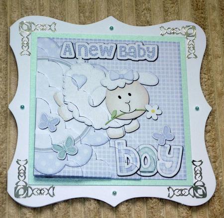 A New Baby Boy Lamb Felties Scallop Corner by VALERIE BOYLE