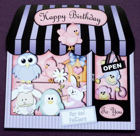 Pampered Pets Shop Shaped Card Decoupage N Greetings by VALERIE BOYLE