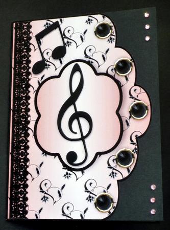 Floral A4 Scallop Edge 'n Lace Card Front - Peach by VALERIE BOYLE