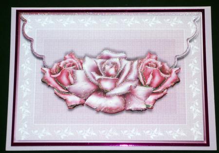 Pink Antique Roses Scalloped Edge Envelope Card by VALERIE BOYLE