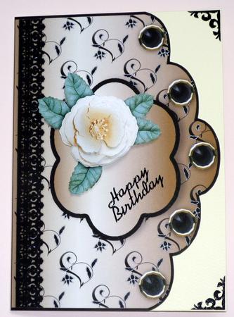 Floral A4 Scallop Edge 'n Lace Card Front - Blond by VALERIE BOYLE