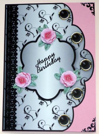 Floral A4 Scallop Edge 'n Lace Card Front - Silver by VALERIE BOYLE
