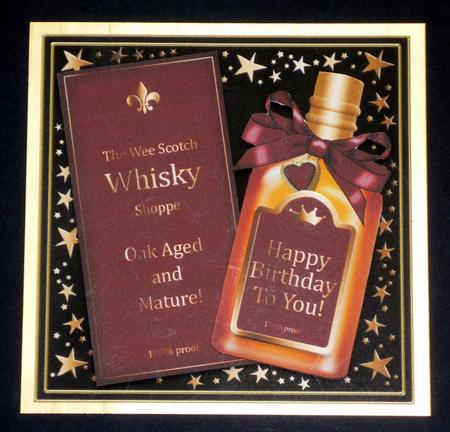 Birthday Whisky Quick Card with 3D Decoupage by VALERIE BOYLE