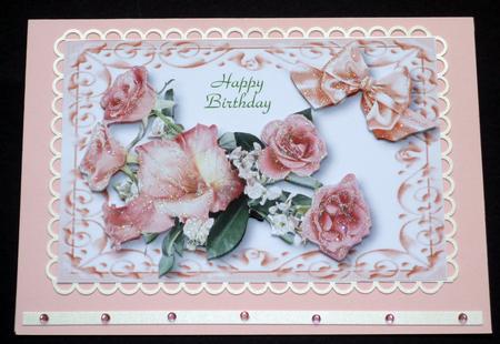 Peach Flowers in Ornate Frame by VALERIE BOYLE