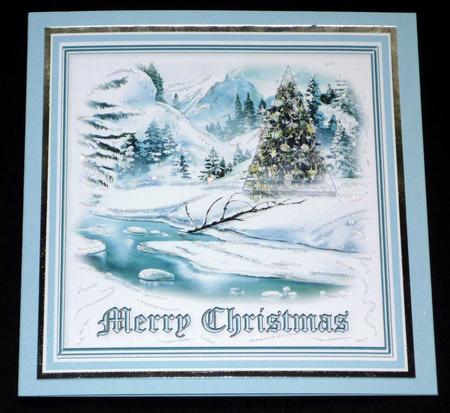 Christmas Tree Snow Scene - 8in x 8in Pyramage by VALERIE BOYLE