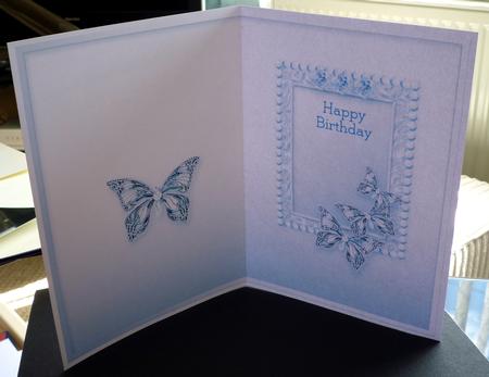 Blue Butterflies Pearls and Lace Matching A5 Insert by VALERIE BOYLE