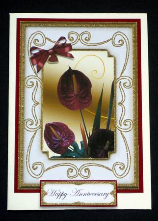 Red Calla Lilies in Swirly Vintage Frame Card Front Insert by VALERIE BOYLE