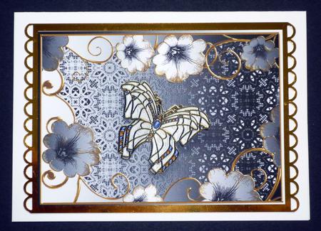 Metallic Silver and Green Floral 7x5in Card Base Edger by VALERIE BOYLE