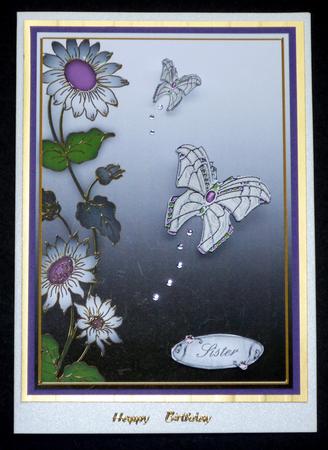 Silver Lilac and Bronze Plain Daisy 7x5in Card Base Edger by VALERIE BOYLE