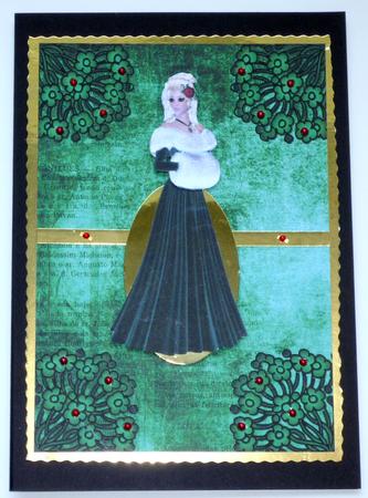 Ornate Floral Corner Dark Green A4 Backing Paper by VALERIE BOYLE