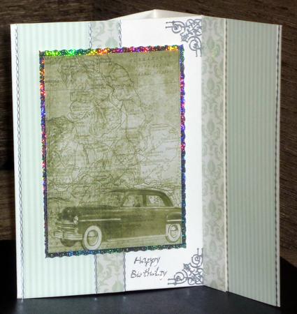 Car Map Roadtrip Olive A4 Backing Paper by VALERIE BOYLE