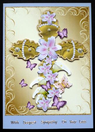 Cross with Lilies & Butterflies Easter/ Sympathy/ Christen by VALERIE BOYLE