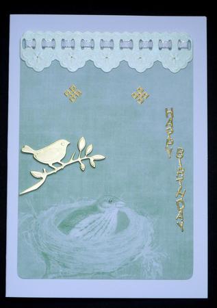 Birds Nest Mint Green A4 Backing Paper by VALERIE BOYLE