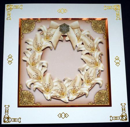 Cream Lillies Plain 3D Ring Shaker Frame by VALERIE BOYLE