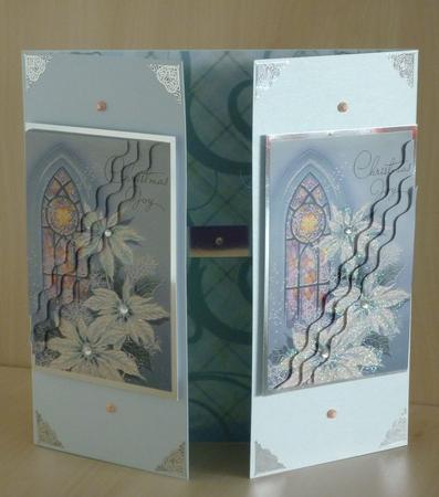 Christmas Blue Poinsettia Window Card Kit by VALERIE BOYLE