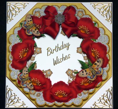 Red Poppy Lemon Lace Octagon 8inch Frame Sheet by VALERIE BOYLE