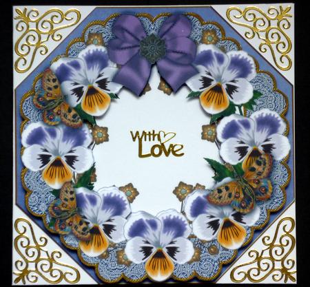 Lilac White Pansy Blue Lace Octagon 8inch Frame Sheet by VALERIE BOYLE