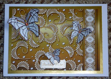 Gold Swirls Embossed with Lace Border Backing Paper by VALERIE BOYLE