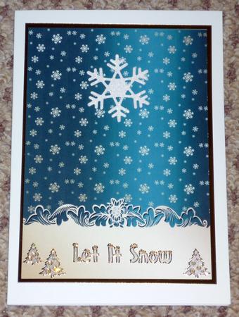 Golden Snowflakes Christmas Card Front (jade) by VALERIE BOYLE