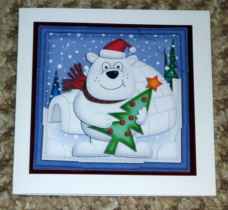 8 x 8 Xmas Ben Polar Bear Scalloped Corner Topper by VALERIE BOYLE