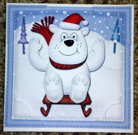 8 x 8 Xmas Ben Polar Bear Scalloped Corner Topper by VALERIE BOYLE