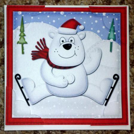8 x 8 Xmas Ben Polar Bear Scalloped Corner Topper by VALERIE BOYLE
