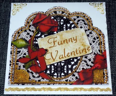 Funny Valentine Red Rose Giant 8in Scallop Bottom Stacker by VALERIE BOYLE