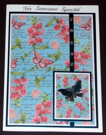 Teal Coloured Sweet Pea Stamp A4 Backing Paper by VALERIE BOYLE