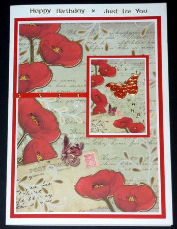 Olive Red Poppy Postcard A4 Backing Paper by VALERIE BOYLE