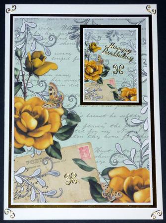 Mint Green Lemon Rose Postcard A4 Backing Paper by VALERIE BOYLE