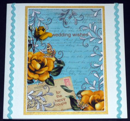 Teal Lemon Rose Postcard A4 Backing Paper by VALERIE BOYLE