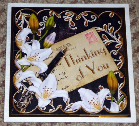 White Lily Black Thinking of You 6in Duo Corner Stacker by VALERIE BOYLE