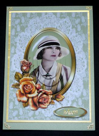 Portrait of a Vintage Lady with Roses Oval Pyramid by VALERIE BOYLE