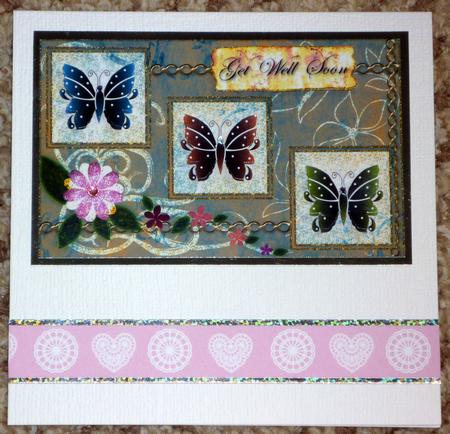 3 Butterflies Birthday/ Thank You/ Easter Card 3 by VALERIE BOYLE