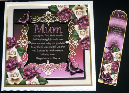 Mother's Day Rose Card and Small Bookmark by VALERIE BOYLE